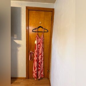 Harlow & Rose Orange and White Tropical Print Jumpsuit Size XL